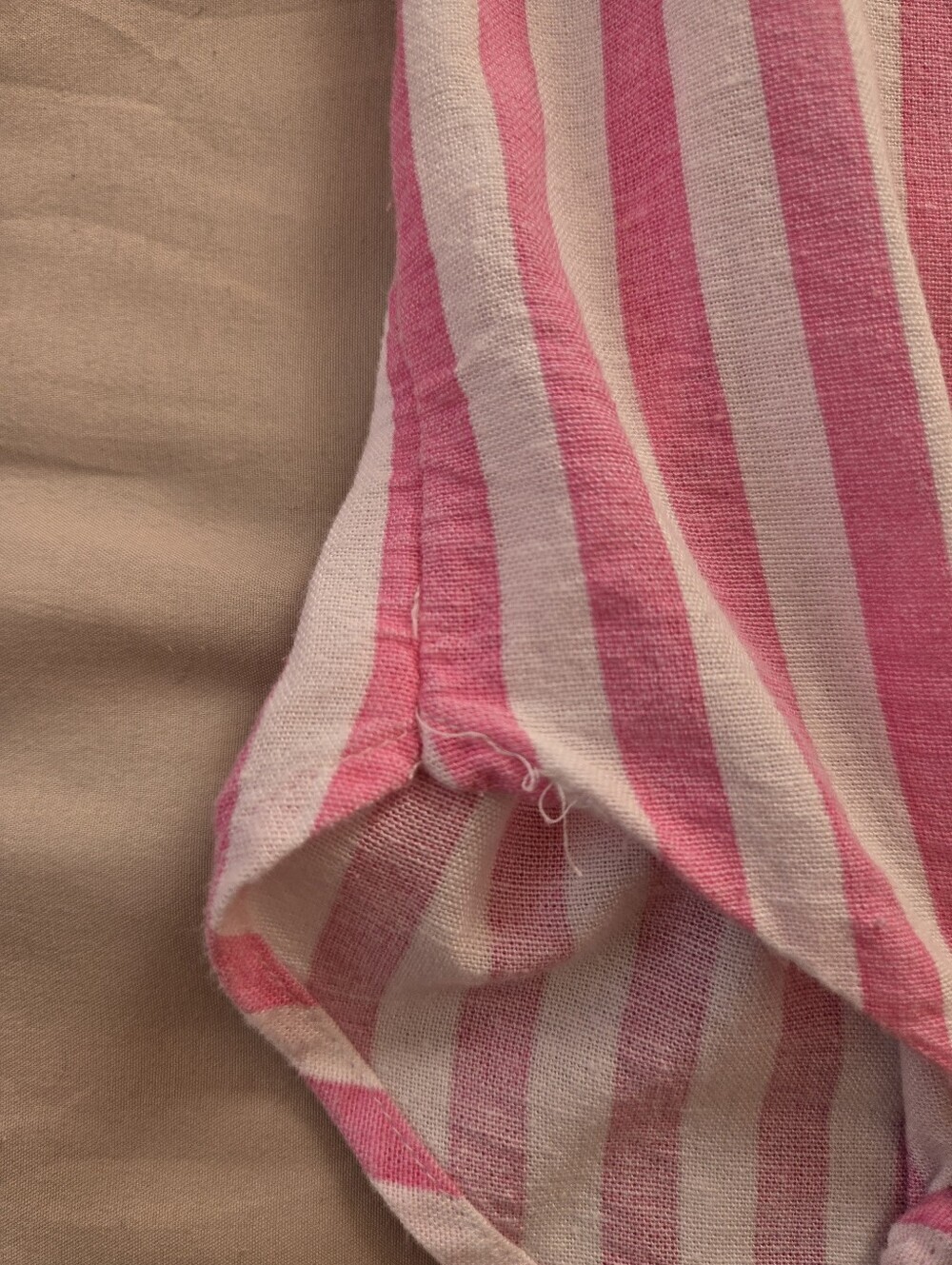 Stradivarius Pink and White Vertical Stripe Button-Down Shirt, Linen Blend, XS - Picture 8 of 10
